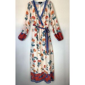 Lulus Maxi DressSunrise to The Occasion‎ Cream Multi Print Long Sleeve XS